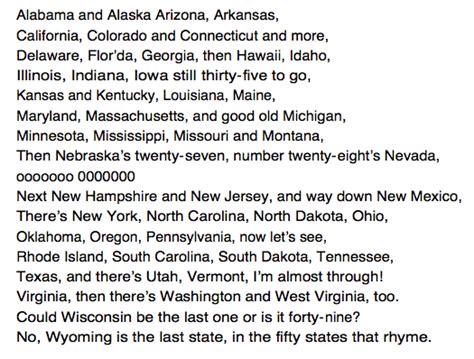 50 states song lyrics in alphabetical order